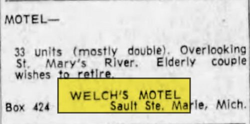 Welchs Motel - Jul 13 1964 Article